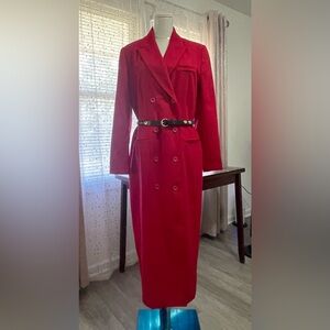 J. G. HOOK, Classic Red Wool Double-Breasted Dress/Coat/Duster, Size 12, EUC